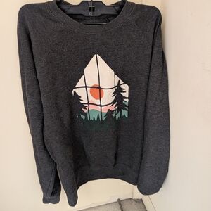 Dark Gray Graphic Mountain Crewneck Sweatshirt